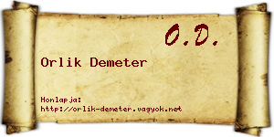 Orlik Demeter névjegykártya